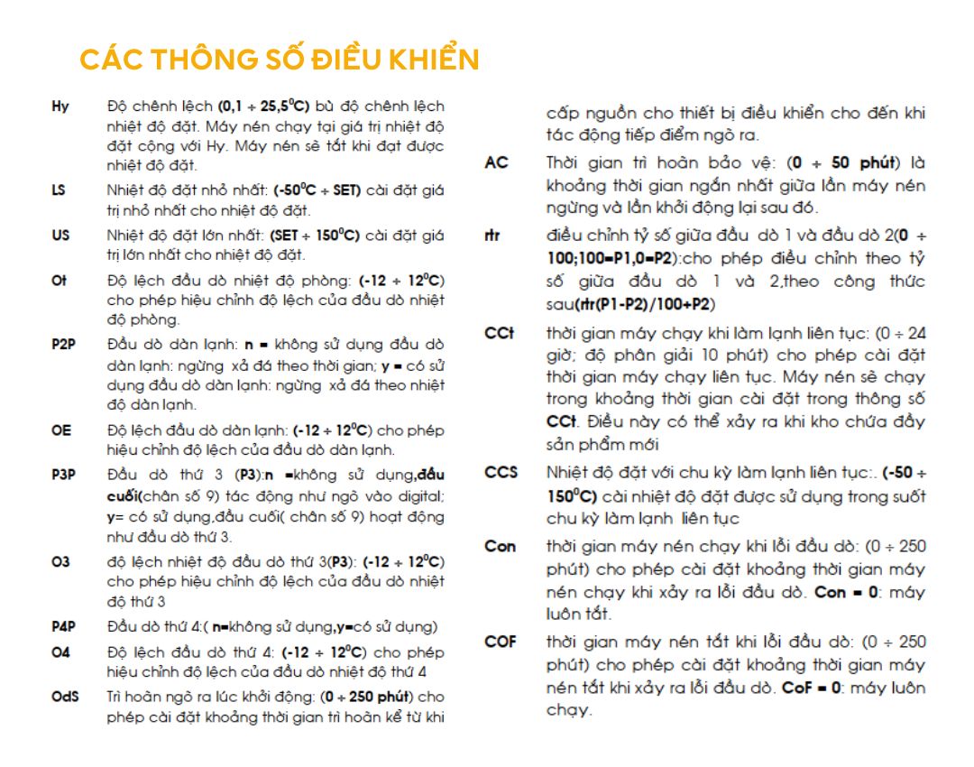 thông số điều khiển Dixell XR60CX